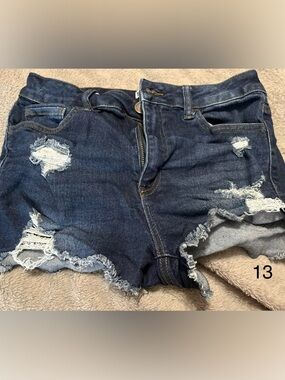SO Dark Blue Distressed Jean Shorts